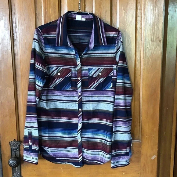 ROXY Striped Button Up - Picture 1 of 9